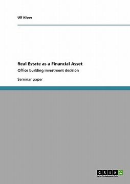 portada real estate as a financial asset (en Inglés)