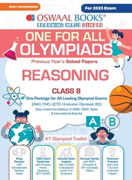 portada Oswaal One For All Olympiad Previous Years' Solved Papers, Class-8 Reasoning Book (For 2023 Exam) (en Inglés)