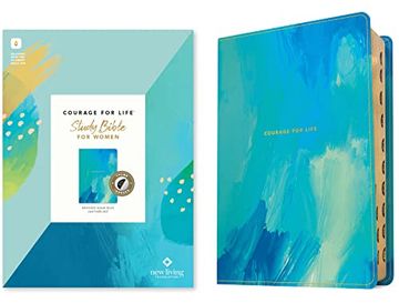 portada Nlt Courage for Life Study Bible for Women (Leatherlike, Brushed Aqua Blue, Indexed, Filament Enabled) (en Inglés)