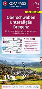 portada Kompass Fahrradkarte 3345 Oberschwaben, Unterallgäu, Bregenz 1: 70. 000