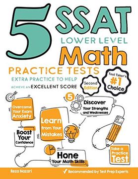 portada 5 Ssat Lower Level Math Practice Tests: Extra Practice to Help Achieve an Excellent Score (en Inglés)