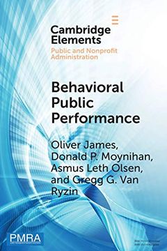 portada Behavioral Public Performance (Elements in Public and Nonprofit Administration) (en Inglés)