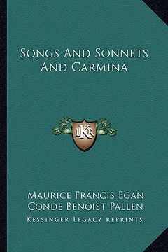 portada songs and sonnets and carmina (in English)