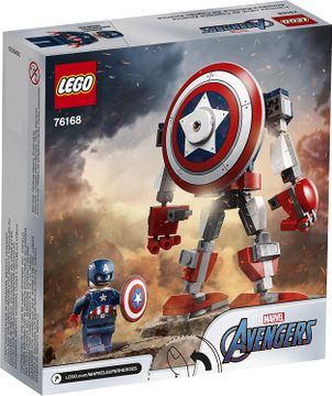 LEGO™ Marvel Avengers Capitán América clásico en armadura robótica y escudo, juguete de construcción coleccionable (121 piezas), 2021  76168