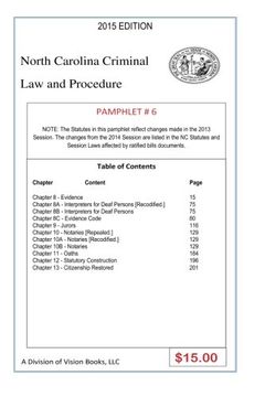 portada North Carolina Criminal Law and Procedure-Pamphlet # 6