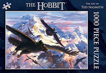 portada The Hobbit 1000 Piece Jigsaw Puzzle: The art of ted Nasmith: Bilbo and the Eagles (en Inglés)