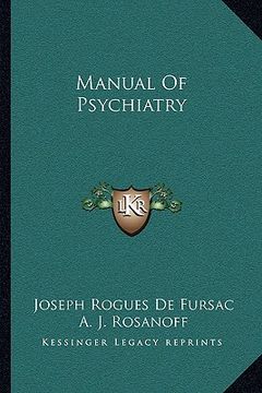 portada manual of psychiatry (en Inglés)