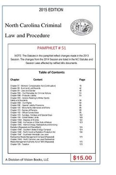portada North Carolina Criminal Law and Procedure-Pamphlet 51 (en Inglés)