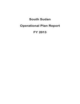 portada South Sudan Operational Plan Report FY 2013 (in English)
