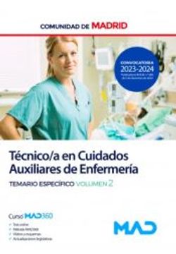 portada Tecnico/A en Cuidados Auxiliares de Enfermeria de la Comunidad de Madrid. Temario Especifico Vol. 2