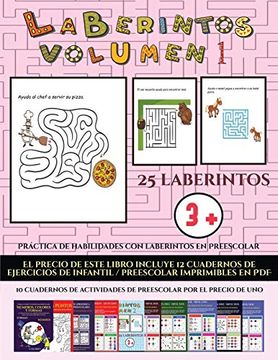 portada Práctica de Habilidades con Laberintos en Preescolar (Laberintos - Volumen 1): (25 Fichas Imprimibles con Laberintos a Todo Color Para Niños de Preescolar