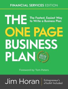portada The One Page Business Plan Financial Services Edition: The Fastest, Easiest Way to Write a Business Plan! (in English)
