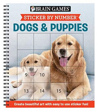 portada Brain Games - Sticker by Number: Dogs & Puppies (Easy - Square Stickers): Create Beautiful art With Easy to use Sticker Fun! (en Inglés)