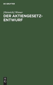 portada Der Aktiengesetz-Entwurf (German Edition) [Hardcover ] 