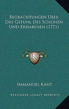 portada beobachtungen uber das gefuhl des schonen und erhabenen (1771) (in English)