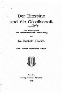 portada Der einzelne und die Gesellschaft, Ein Soziologische und Erkenntniskritische Untersuchung (in German)