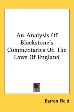 portada an analysis of blackstone's commentaries on the laws of england (in English)