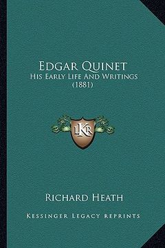 portada edgar quinet: his early life and writings (1881) (en Inglés)