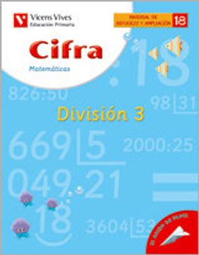portada cifra, matemáticas, división 3, 4 educación primaria. cuaderno 18