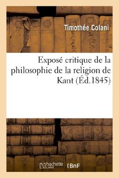 portada Expose Critique de La Philosophie de La Religion de Kant