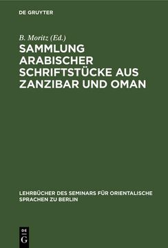 portada Sammlung Arabischer Schriftstücke aus Zanzibar und Oman (in German)