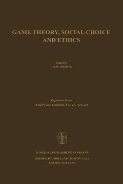 portada Game Theory, Social Choice and Ethics (en Inglés)