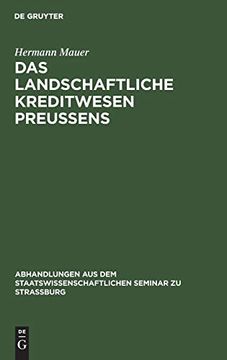 portada Das Landschaftliche Kreditwesen Preussens (en Alemán)