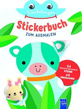 portada Wackelaugen Stickerbuch zum Ausmalen (Cover Kuh): Einband mit kuh (en Alemán)