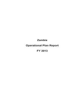 portada Zambia Operational Plan Report FY 2013 (en Inglés)