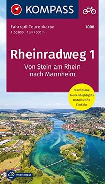 portada Kompass Fahrrad-Tourenkarte Rheinradweg 1 1: 50. 000 (en Alemán)