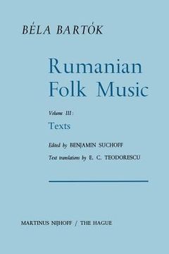 portada Rumanian Folk Music: Texts (en Inglés)