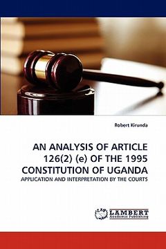 portada an analysis of article 126(2) (e) of the 1995 constitution of uganda (en Inglés)