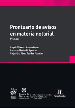 portada Prontuario de Avisos en Materia Notarial / 3 ed.