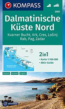 portada Kompass Wanderkarte Dalmatinische Küste Nord: 2In1 Wanderkarte 1: 100000 mit Aktiv Guide. (Kompass-Wanderkarten, Band 2901) (en Alemán)