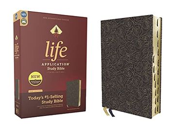portada Life Application Study Bible: New International Version, Bonded Leather, Navy Floral, red Letter, Thumb Indexed 