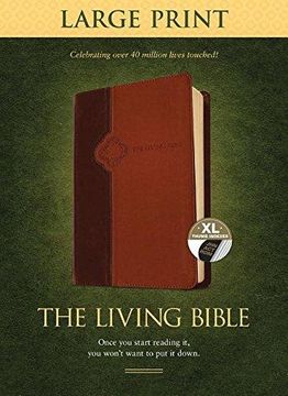 portada The Living Bible Large Print Edition, Tutone (Leatherlike, Brown (en Inglés)