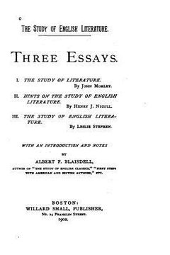 portada The Study of English Literature, Three Essays (in English)