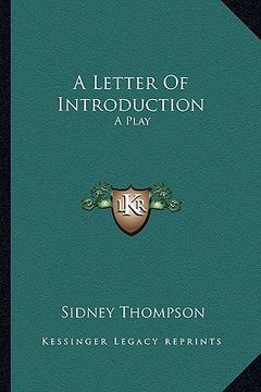 portada a letter of introduction: a play (in English)