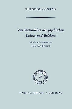 portada Zur Wesenlehre Des Psychischen Lebens Und Erlebens: Mit Einem Geleitwort Von H.L. Van Breda (in German)