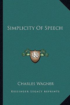 portada simplicity of speech (en Inglés)