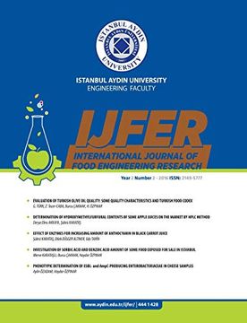 portada Istanbul Aydin University Engineering Faculty International Journal of Food Engineering Research: (Ijfer (Year 2 Number 2) (in English)