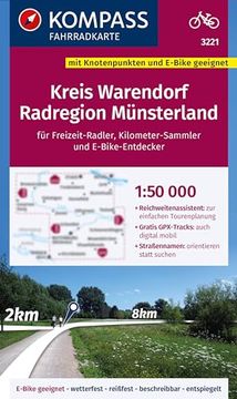 portada Kompass Fahrradkarte 3221 Kreis Warendorf - Radregion Münsterland mit Knotenpunkten 1: 50. 000 (en Alemán)