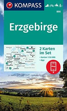portada Kompass Wanderkarten-Set 866 Erzgebirge (2 Karten) 1: 50. 000 (en Alemán)