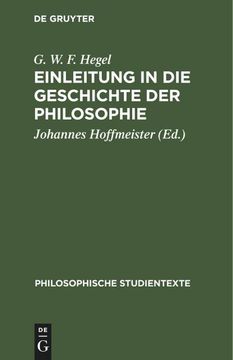 portada Einleitung in die Geschichte der Philosophie (en Alemán)