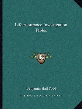 portada life assurance investigation tables (en Inglés)