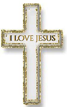 portada I Love Jesus Gold Glitter Cross Blank Journal (en Inglés)