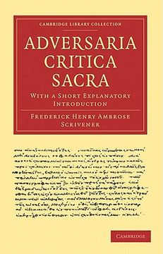 portada Adversaria Critica Sacra Paperback (Cambridge Library Collection - Biblical Studies) (en Inglés)
