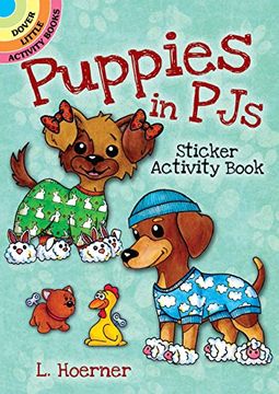 portada Puppies in pjs Sticker Activity Book (Dover Little Activity Books) (en Inglés)
