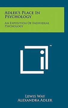 portada adler's place in psychology: an exposition of individual psychology