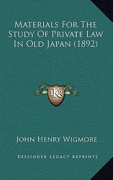 portada materials for the study of private law in old japan (1892) (en Inglés)